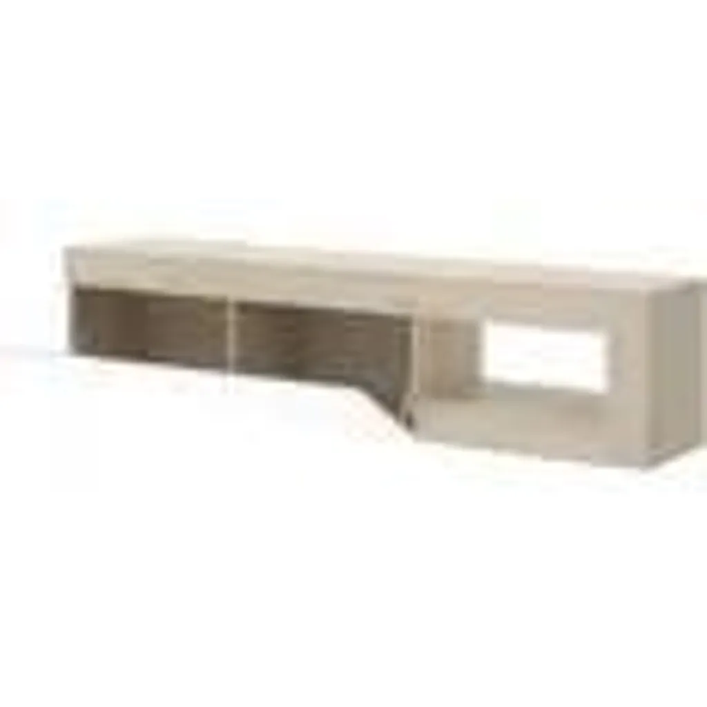 Meuble TV bas LEBO Chêne et Blanc brillant 204 cm - Style scandinave - 5