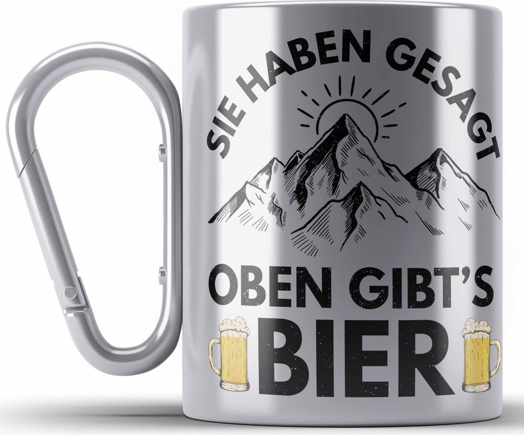 Trendation - Wandern Edelstahl Tasse Karabiner Geschenk Sie Produktbild 