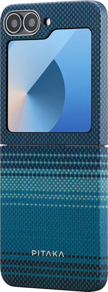 A flip phone case with a patterned design.