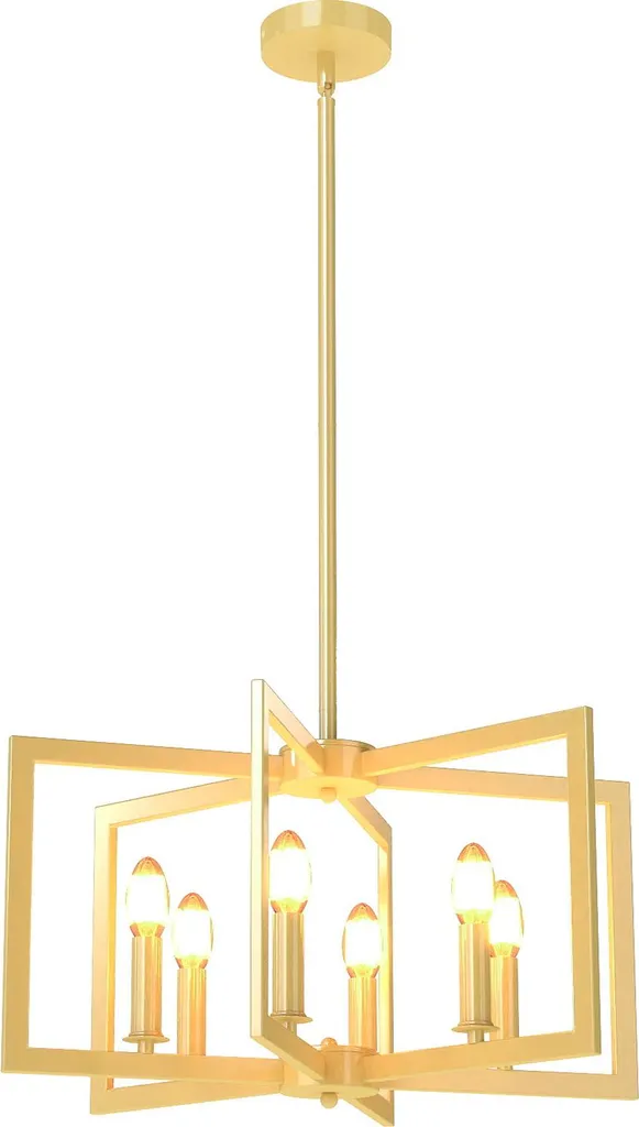 Lustre COSTWAY à 6 Ampoules, Suspension Industrielle Laiton Réglable