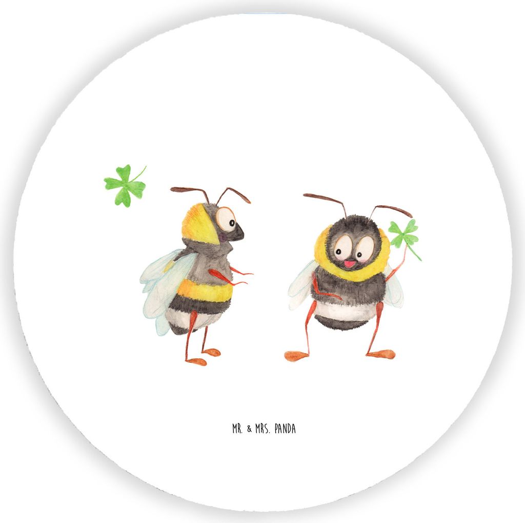 Mr. & Mrs. Panda Kühlschrankmagnet Hummeln Kleeblatt - Weiß - Geschenk, Magnetknopf, Spruch Positiv, glücklich Werden, Biene Deko, pinnwand magn...