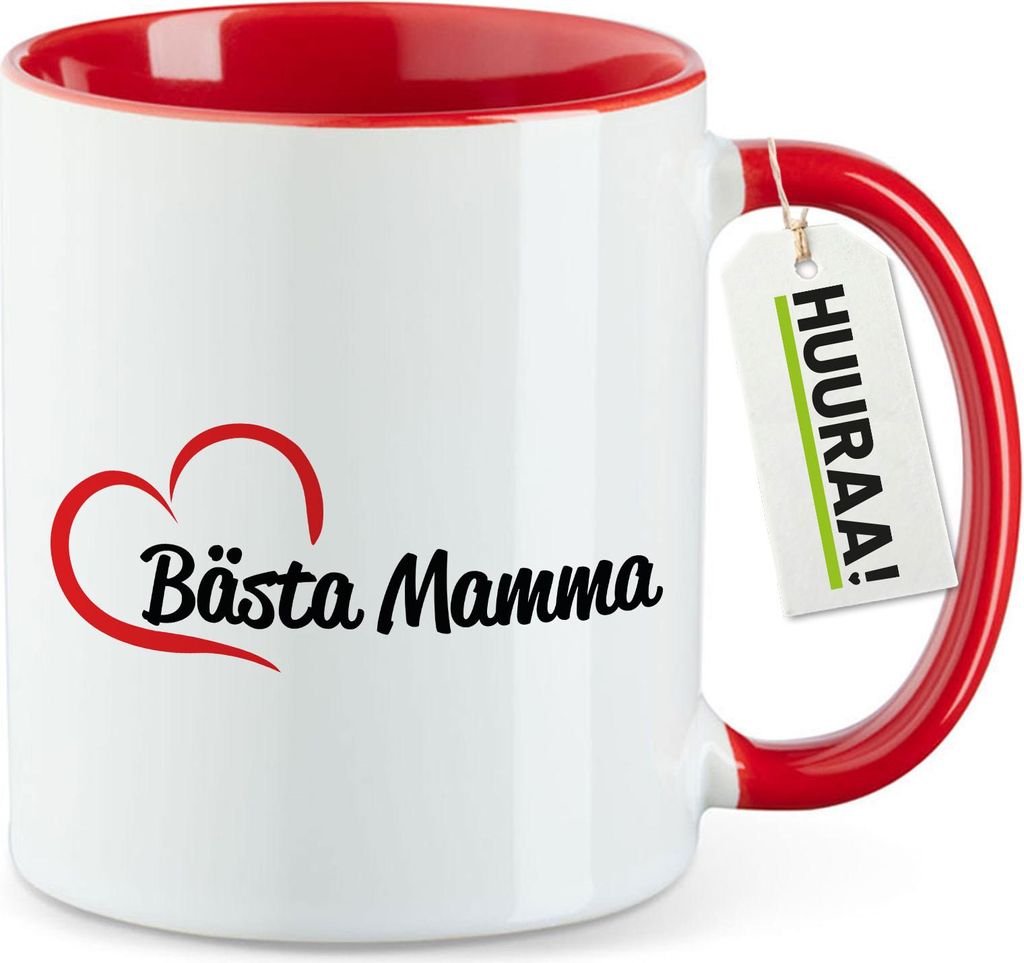 Huuraa Kaffeetasse Bästa Mamma Hjärta 330ml Rot Keramik Kaffeebecher Geschenkidee