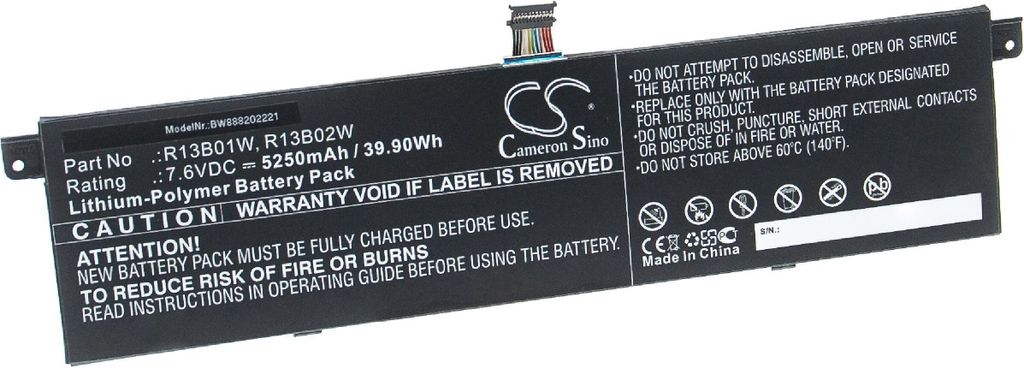 vhbw Akku Ersatz für Xiaomi R13B01W, R13B02W für Notebook (5250 mAh, 7,6 V, Li-Polymer)