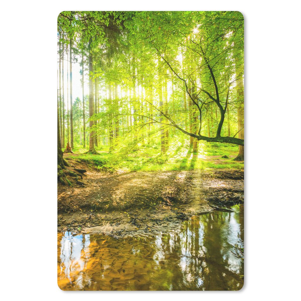 MuchoWow Mauspad Mousepad Wald - Landschaft - Wasser - Bäume - Sonne - Grün - Natur 18x27 cm - Mousepads - Maus Mat - Pad - Mausunterlage