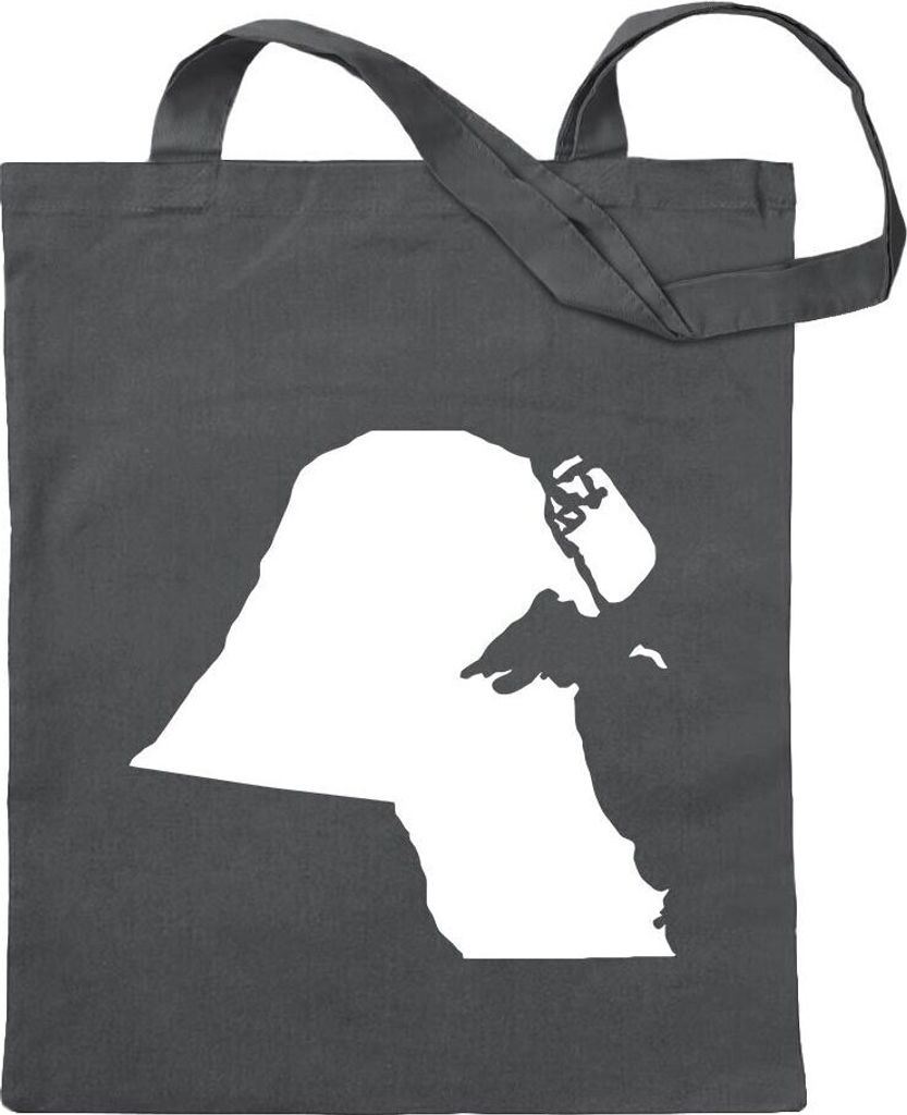 Kiwistar - Baumwolltasche - stahlgrau - Kuwait Umriss Kontur - Tragetasche Stoffbeutel Umhängetasche Langer Henkel