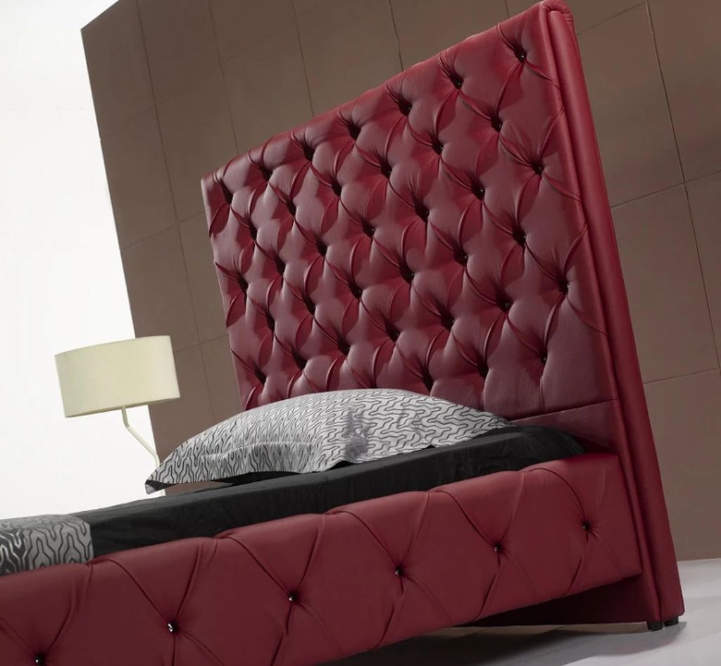 Designer Bett Chesterfield Leder Hotel Betten Doppel Schlaf Zimmer Luxus 180x200