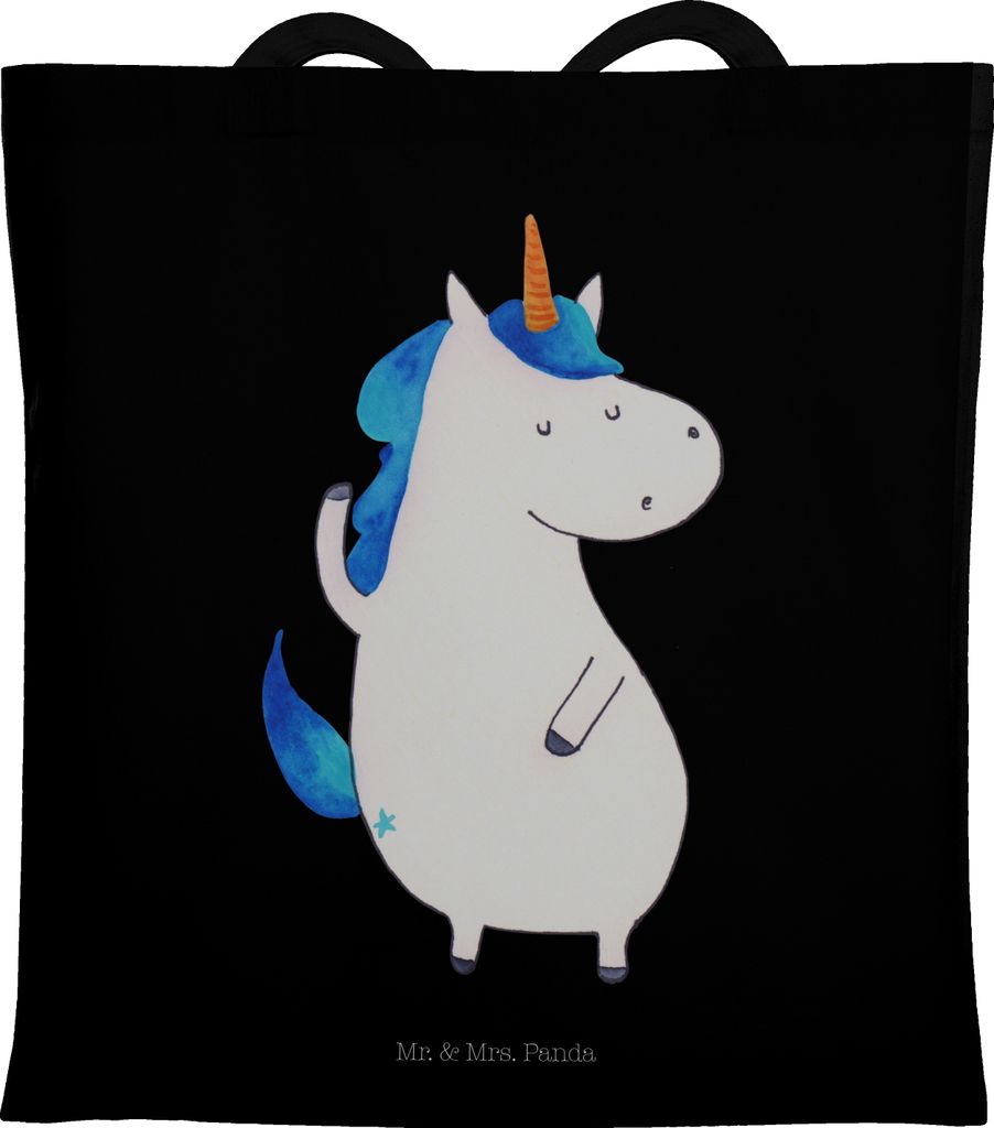 Mr. & Mrs. Panda Tote Bag Einhorn Mann - Schwarz - Geschenk, dokumententasche, Jutebeutel, Familie, Schultasche, Tasche, Unicorn, Hübsch, Alltagst...