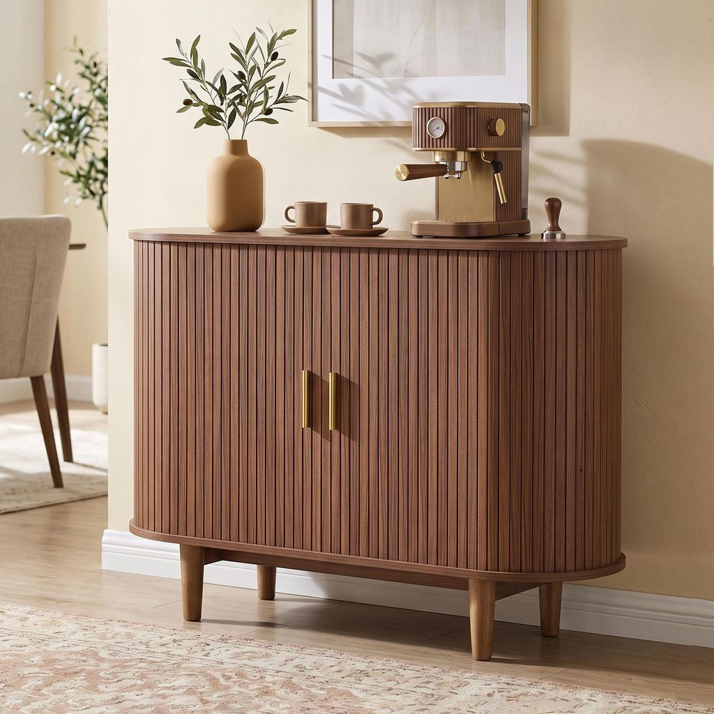 VASAGLE Sideboard mit Schiebetüren und Abgerundeten Ecken, Produktbild 