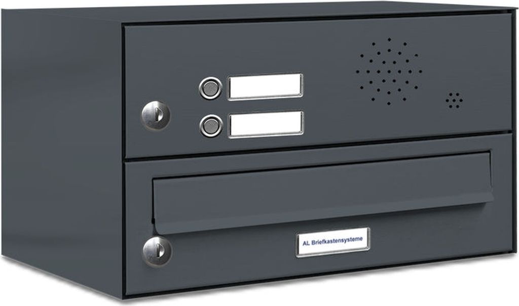 1er Briefkasten Anlage Aufputz - Wandmontage RAL 7016 Anthrazit 2 Klingel
