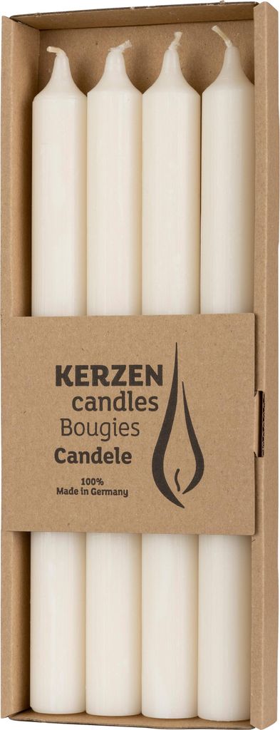 Stabkerzen "Rustik" Ø 2,2 x 25 cm, 4er Pack Wollweiß Produktbild 