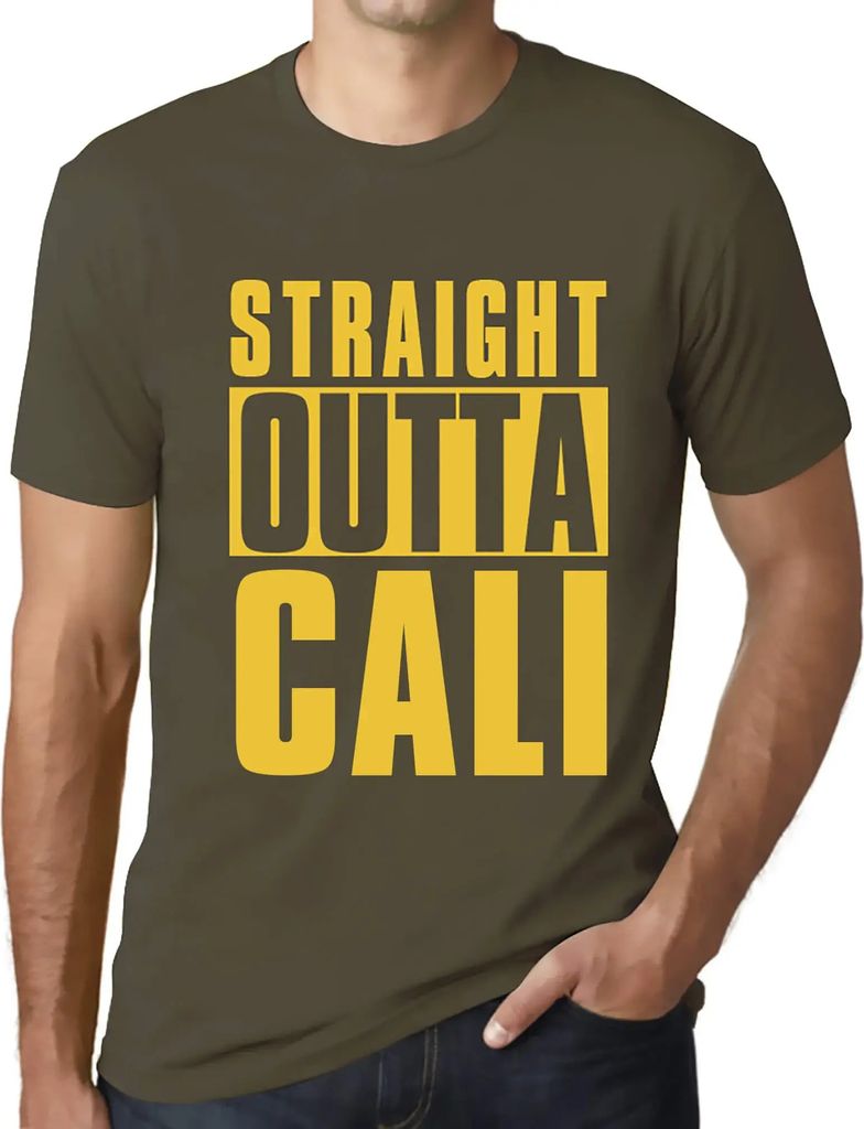 Herren Grafik T-Shirt Straight Outta Cali Öko-Verantwortlich Vintage Jahrgang Kurzarm Lustige Druck Geburtstag Geschenk Mann