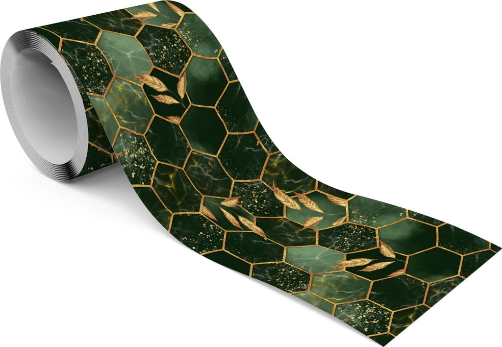 Muralo Selbstklebende Bordüre Tapetenbordüre HEXAGON Mosaik Marmor Blätter