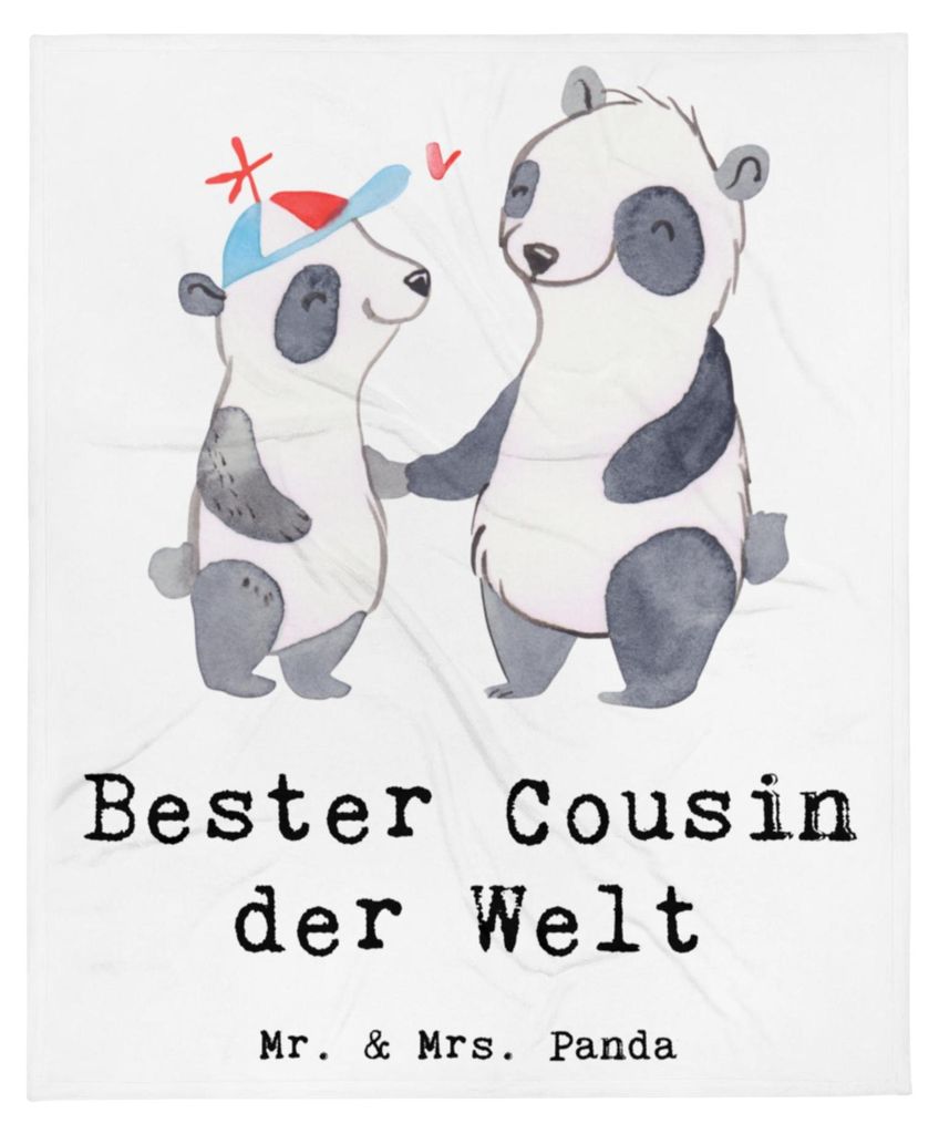 Mr. & Mrs. Panda Kuscheldecke Panda Bester Cousin der Welt - Weiß - Geschenk, Cousine, Geschenkidee, Verwandtschaft, Plaid, Familie, Sohn von Tant...