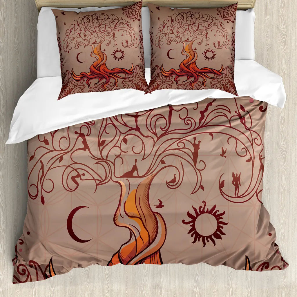 Copripiumino ABAKUHAUS Etnico Arancione 155x220 - Set Vintage Letto