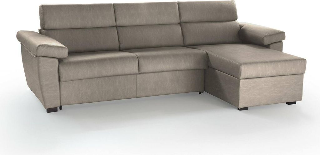 Priverno - Sofa mit Bett und Ottomane, 285x160 cm, Grau, Abziehbar Italien