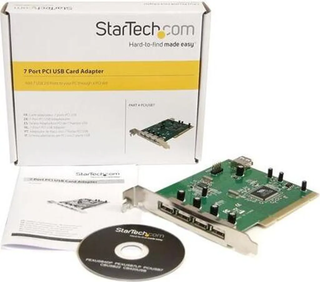 Carte PCI USB 2.0 StarTech - 7 Ports Internes et Externes Haut Débit