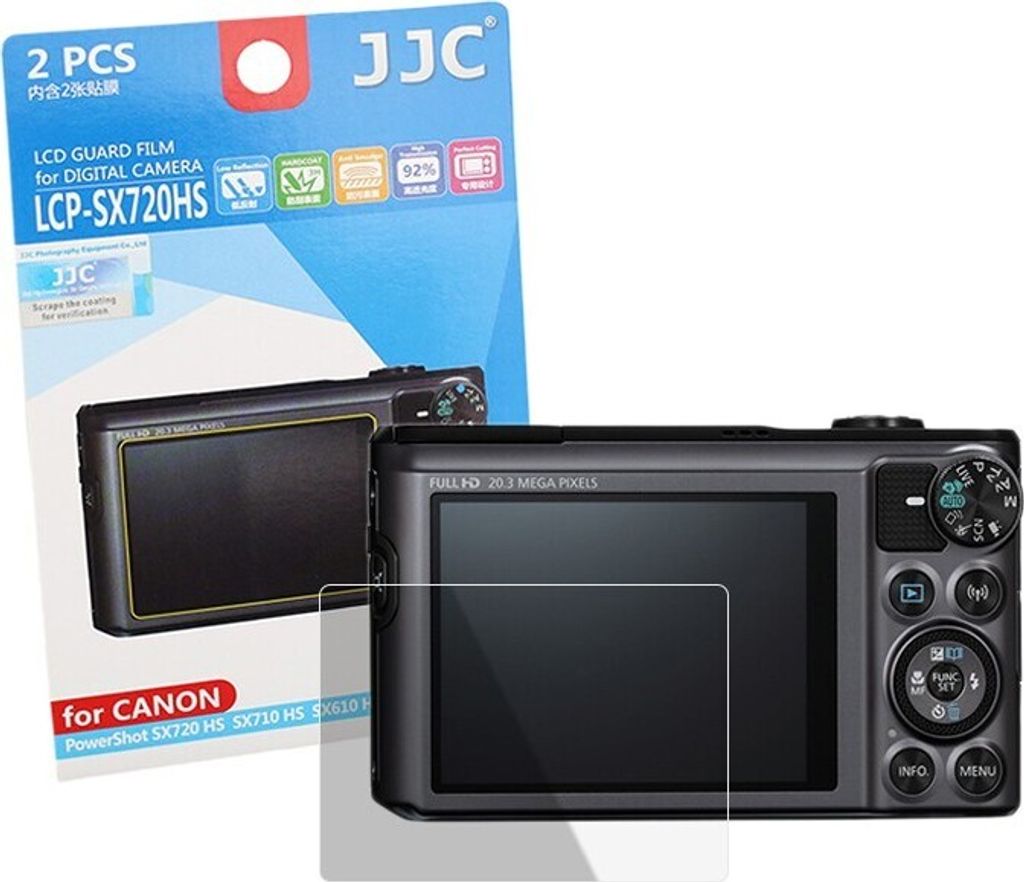 JJC LCD-Displayschutzfolie LCP-SX720HS | Kamera-Display Schutz | kompatibel mit Canon SX720 HS, SX710 HS, SX610 HS, SX620 HS