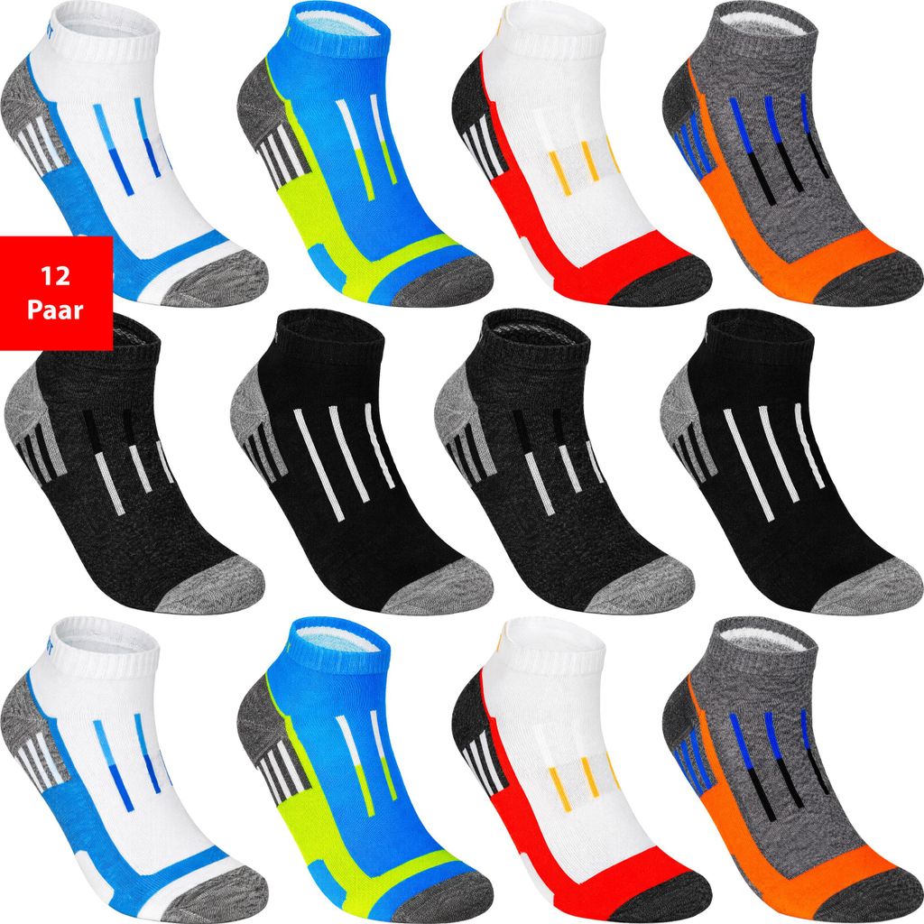 12 Paar Sneaker Socken Füßlinge Baumwollsocken Kurz Uni Sport Söckchen - 39-42