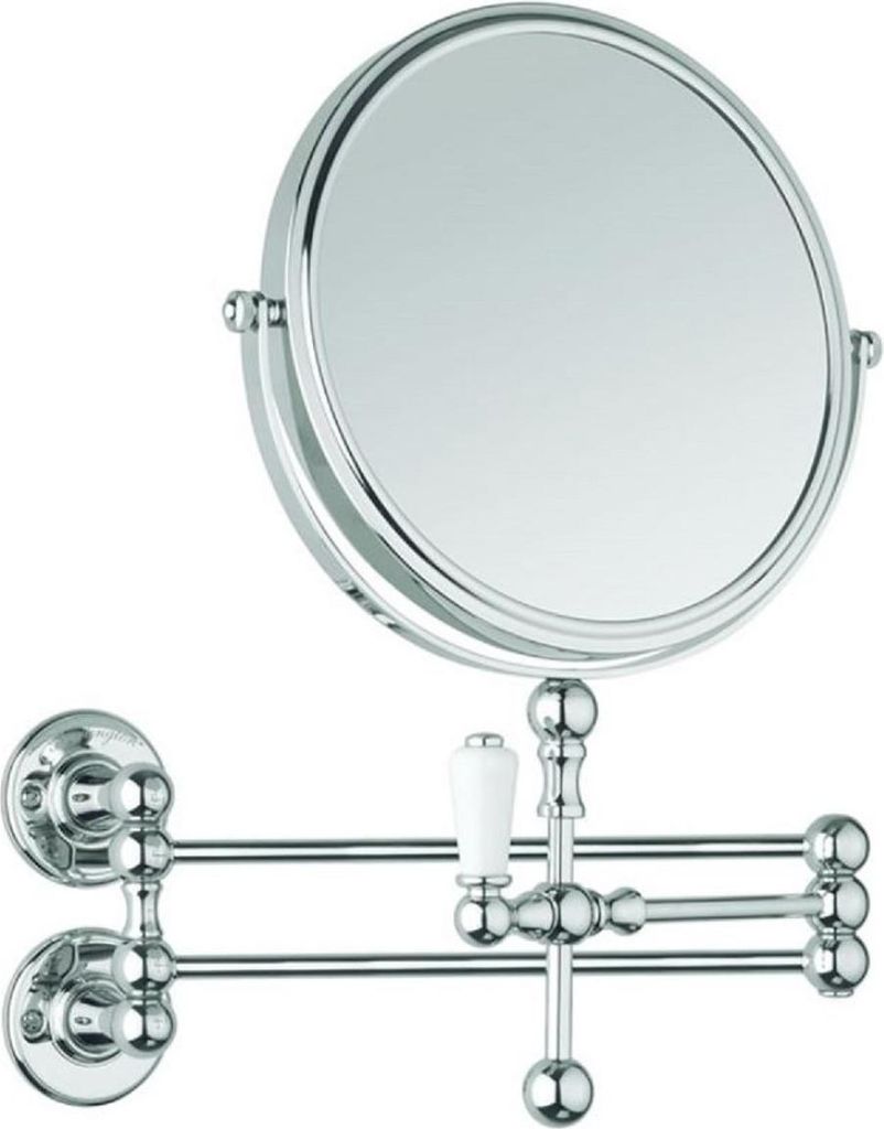 Casa Padrino Luxus Jugendstil Kosmetik Spiegel Silber / Weiß 13,7 x 39,4 x H. 29,3 cm - Verstellbarer Kosmetik Wandspiegel - Verchromter Schmink S...