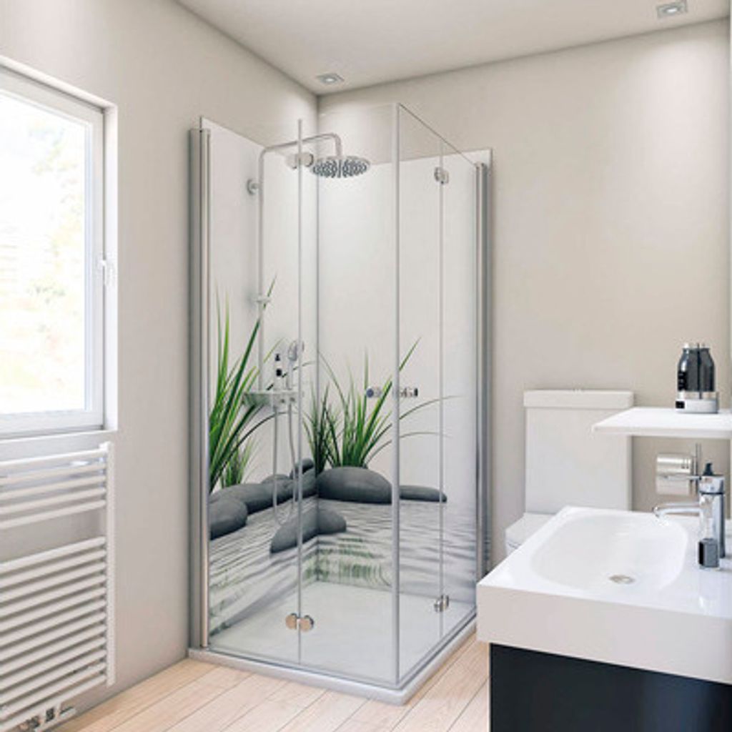 Duschrückwand BREUER Foto über Eck Zen & Gras 2x 90 x 210 cm