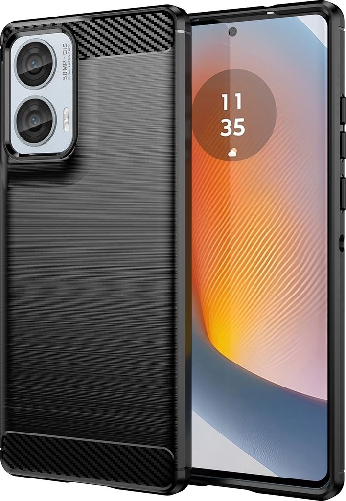 Für Motorola Moto G85 5G Carbon Brushed Design Textur TPU Handy Hülle Schwarz