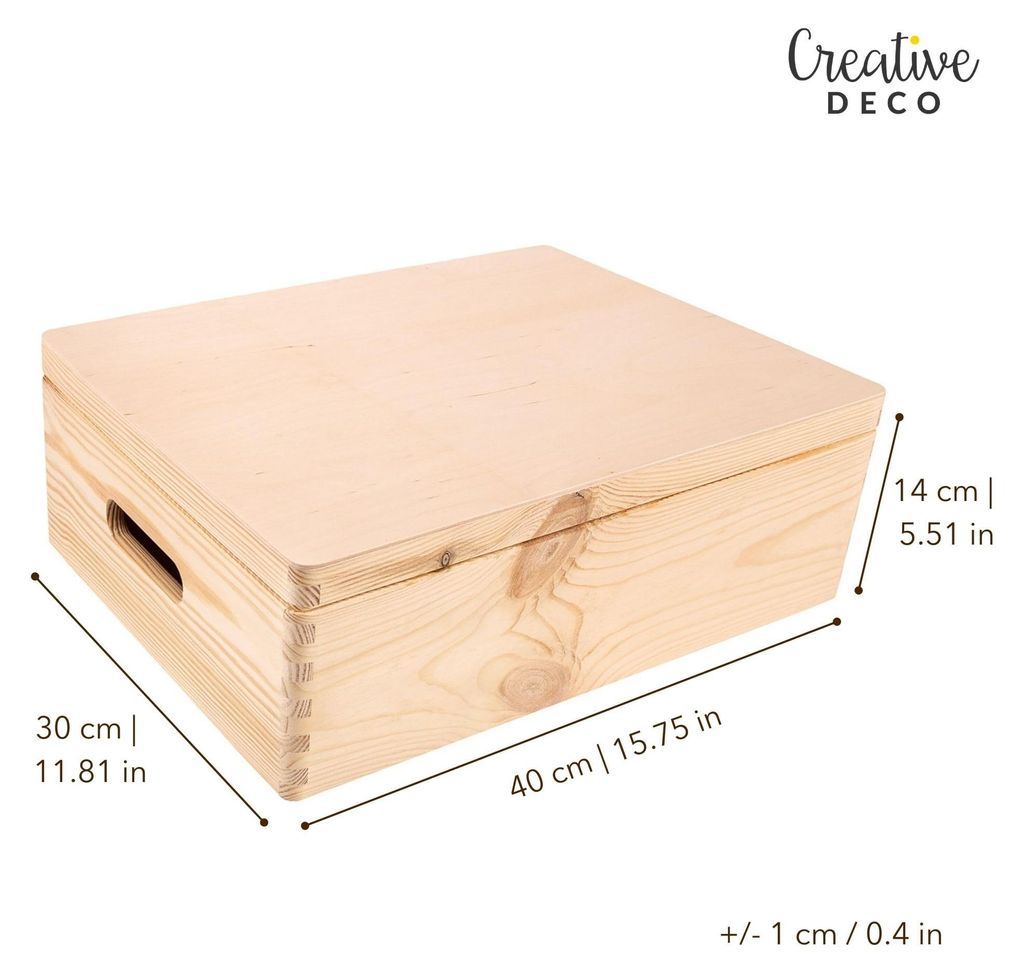 Creative Deco XL Blauwe Houten Doos met Deksel Opbergdoos, Productafbeelding 