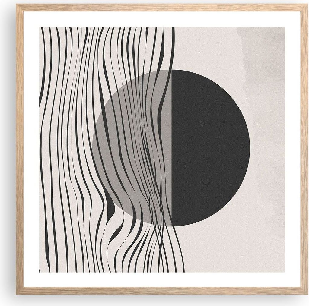 Gerahmtes Poster - Rahmen in heller Eiche - Figuren Formen Geometrie - 60x60 cm - Wand Bild - Wanddeko - Wandbilder - Kunstposter - Wandposter - Bi...