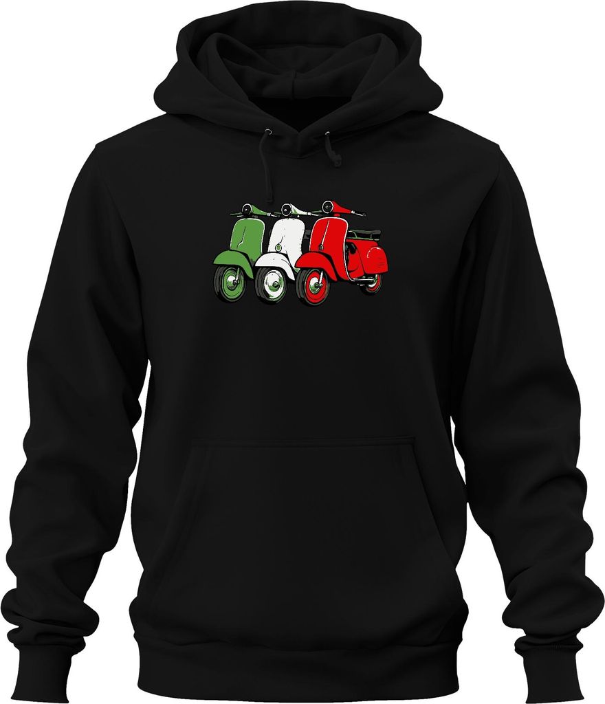 Italien Retro Roller Flagge Scooter Vintage Stil Lifestyle Uni Hoodie Kapuzenpullover, Schwarz, XL