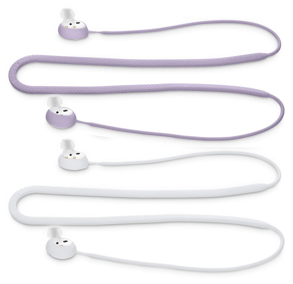 kwmobile 2x Halteband kompatibel mit Samsung Galaxy Buds 2 Headphones - Kopfhörer Halter Band Strap in Weiß Lavendel