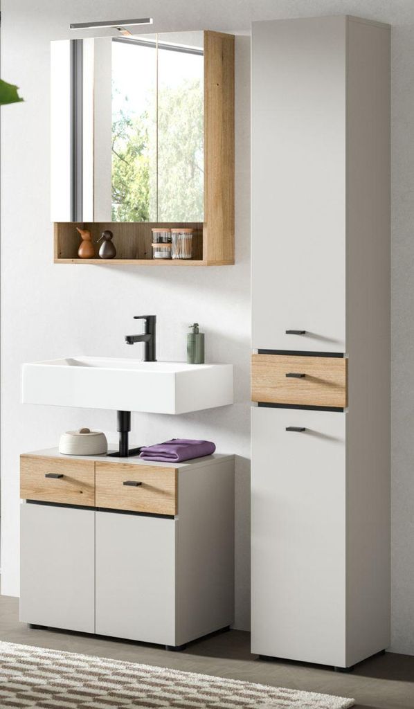 Badmöbel Set "Matteo" in Kaschmir und Evoke Eiche Badkombination 107 x 191 cm