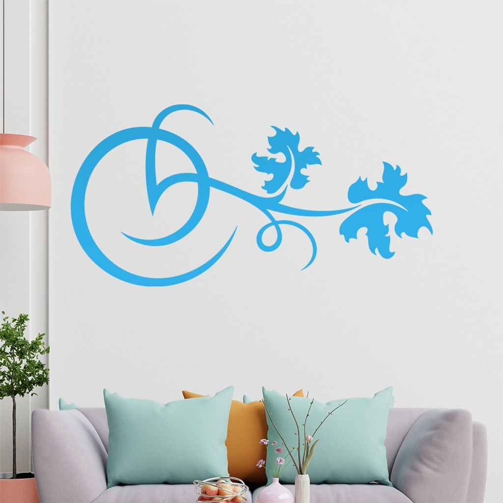 Blätter - Linien Wandtattoo in 6 Größen - Wandaufkleber Wall Sticker - Dekoration, Küche, Wohnzimmer, Schlafzimmer, Badezimmer