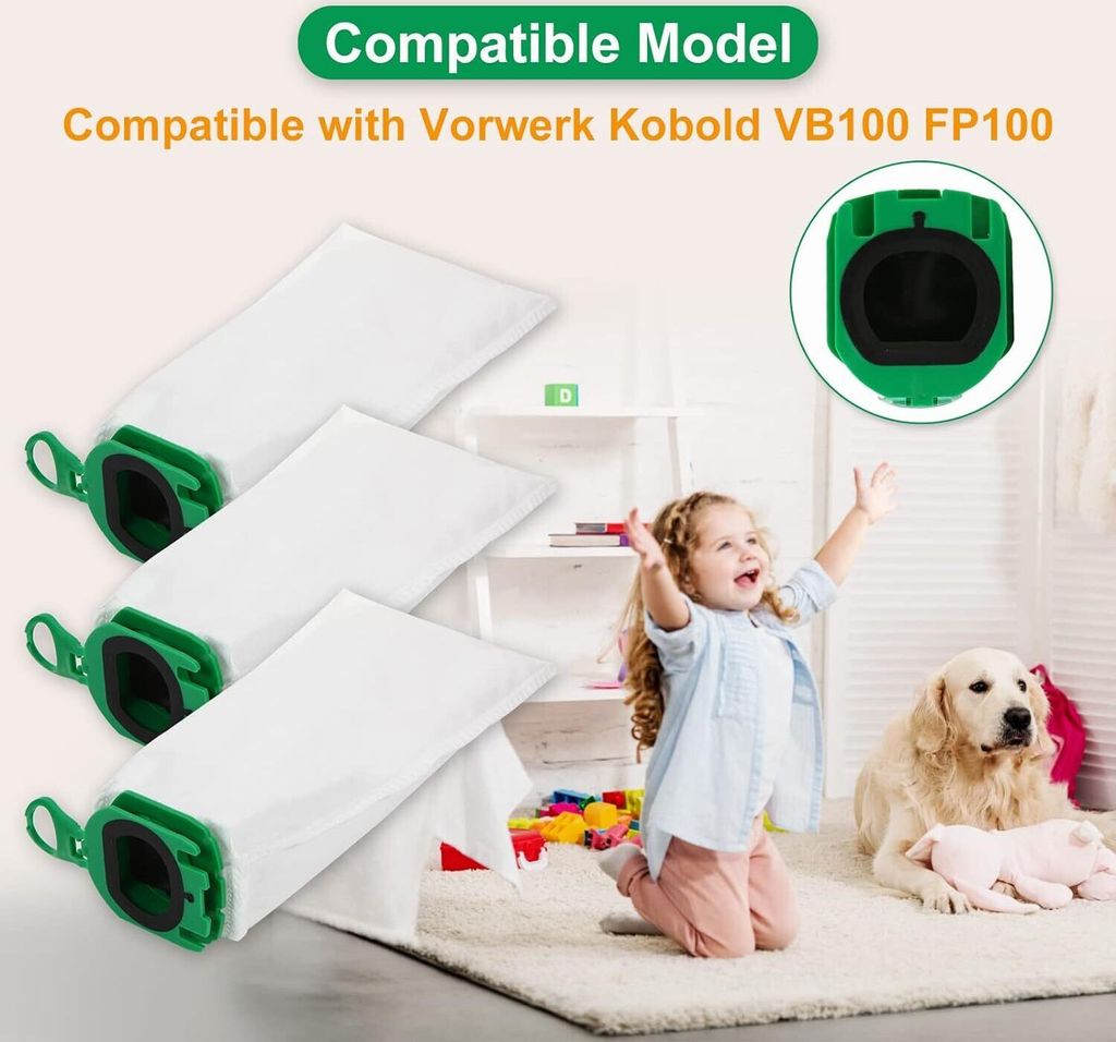 10 Stück Staubsaugerbeutel für Vorwerk Kobold VB100 VB 100 FP100 FP 100 Premium Filterbeutel für Kobold VB100 filterlosen Staubsauger