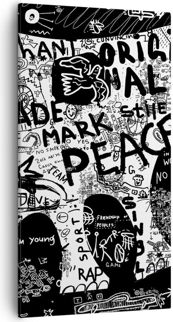 Bild auf Leinwand - Leinwandbild - Elefant symbol abstraktion tier - 55x100cm - Wand Bild - Wanddeko - Leinwanddruck - Bilder - Kunstdruck - Leinwa...