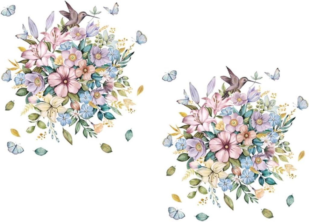 2 Bögen dekorativer Toilettensitzaufkleber mit Blumenmuster, selbstklebend mit Wasser