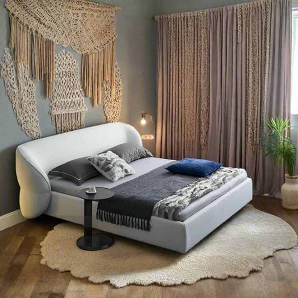 Chambre à coucher grise Lit Lits tapissiers élégants Image du produit 