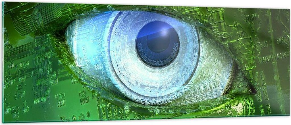 Bilder auf glas - Computergrafik Abstraktion Prozessor - 140x50cm - Glasbilder - Wandbilder - Kunstdruck - Wanddekoration aus Glas - Glas Bilder - ...