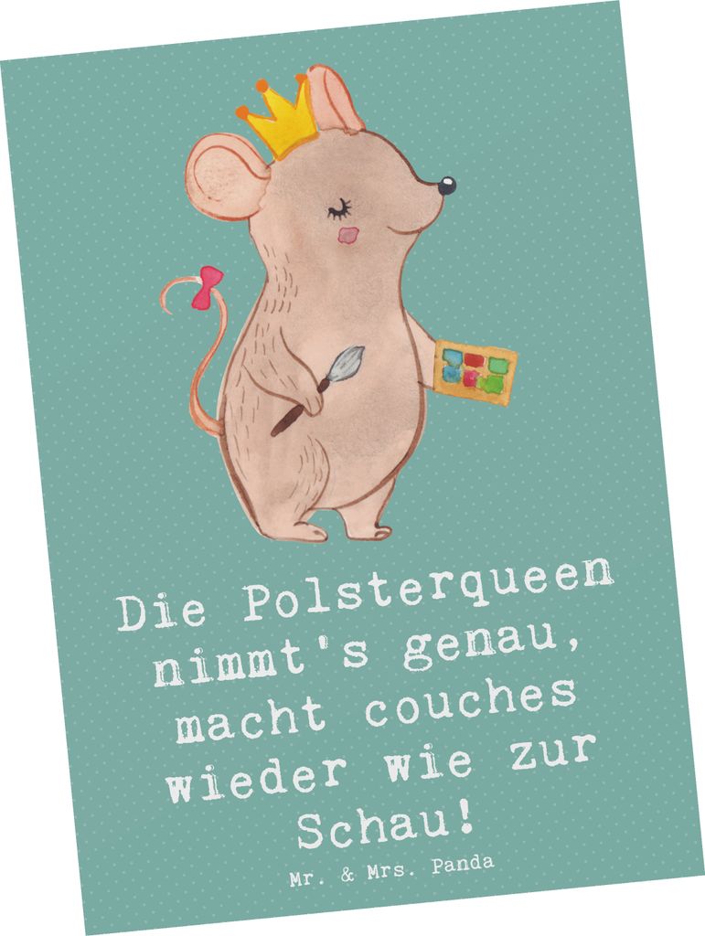 Mr. & Mrs. Panda Ansichtskarte Polsterei Präzision - Meeresbrise - Geschenk, handgefertigte Geschenke, Beruf, Postkarte, Möbelrestaurierung, Gru...