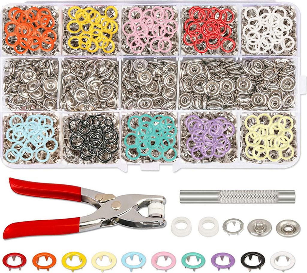 Druckknöpfe mit Zange, Metall-Druckknopf-Set mit festem Knopfwerkzeug, Druckknöpfe 200er-Sets für Bastelarbeiten, Kinderkleidung, Kleidertaschen...