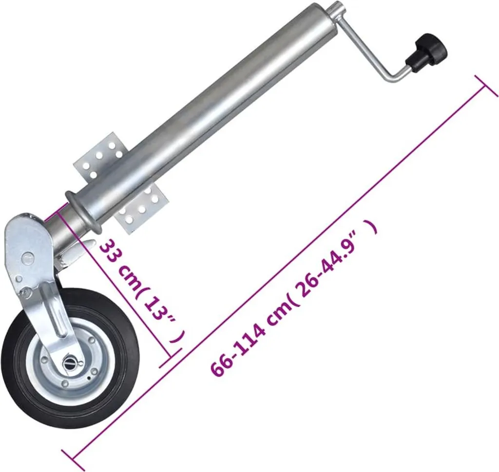 Roue d'appui robuste 60 mm avec 2 supports et pinces pour remorque