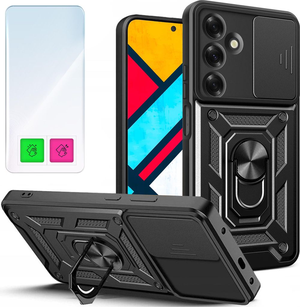 Hülle für Samsung Galaxy M35 5G Gepanzerte Rückschale Gehäuse Glas 9H