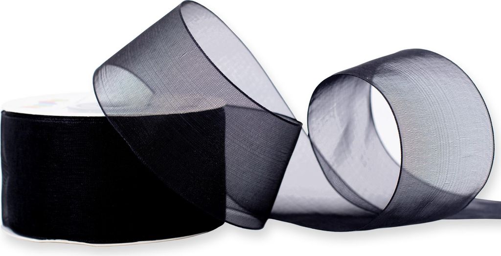 Organzaband 38mm x 25m Rolle Schwarz
