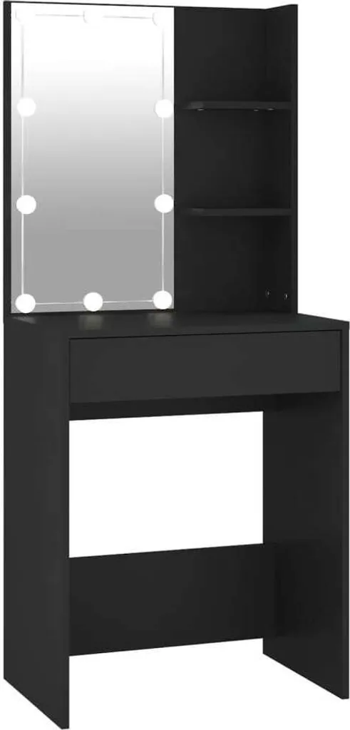 SYFAX™ Postazione Trucco LED Nera - Mobile Compatto 60x40x140 cm