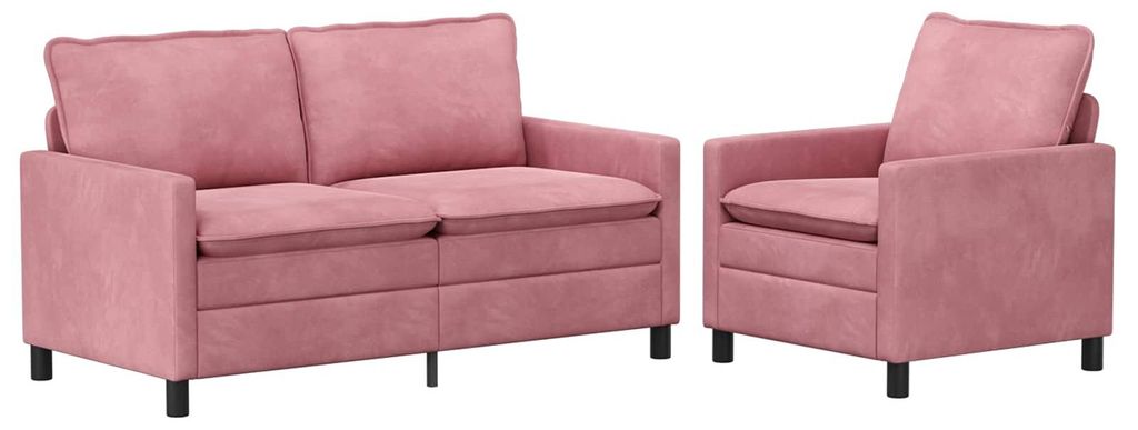 vidaXL Sofa Set 2 pcs Rosa Samt