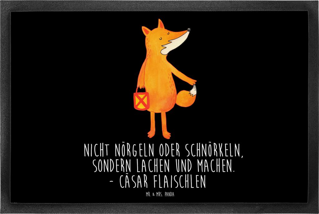 Mr. & Mrs. Panda Schmutzfangmatte Fuchs Laterne 40 x 60 cm - Schwarz - Geschenk, Sankt Martin, Spruch Trösten, Schmutzmatte, außenmatte, Schuhabs...