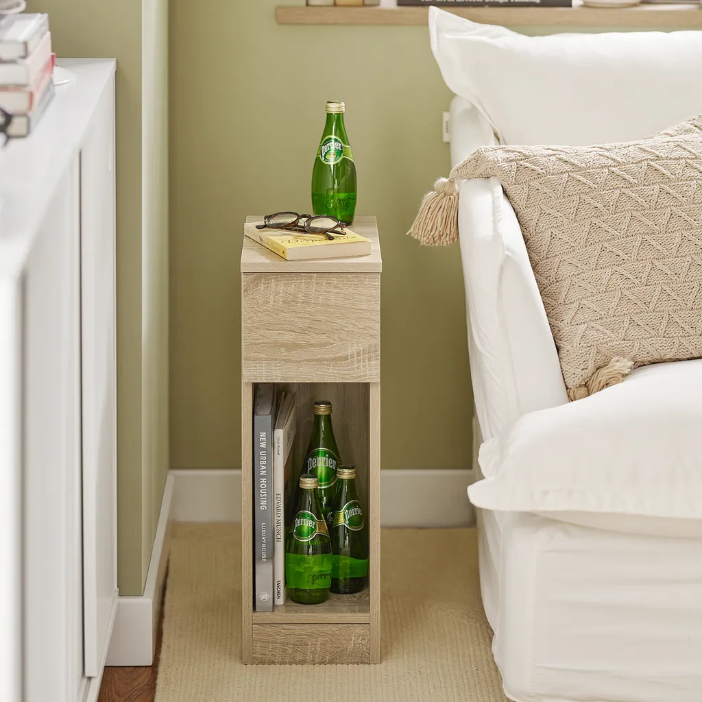 SoBuy FBT111-N Table de nuit étroite pour Boxspring avec tiroir de 60cm