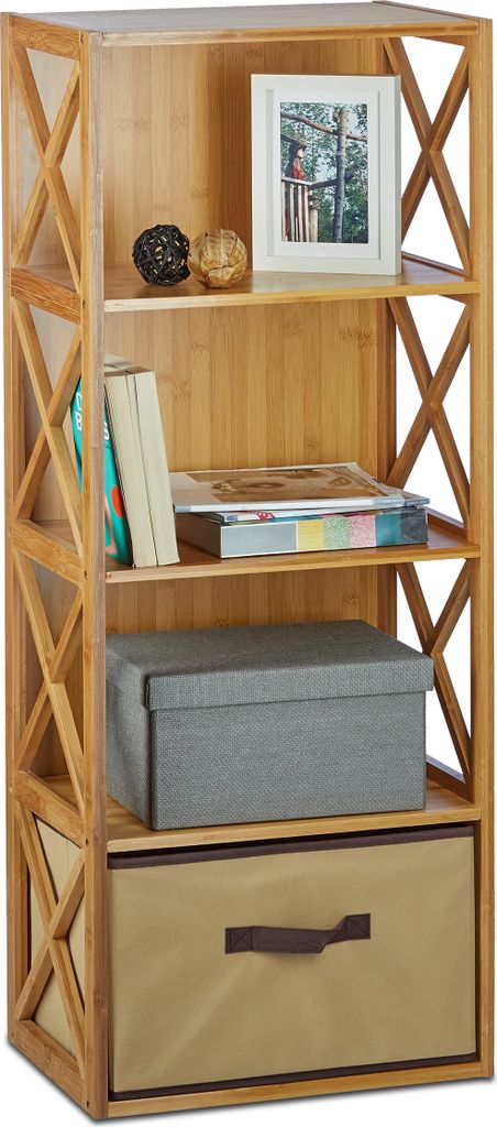 relaxdays Regal Bambus mit Korb