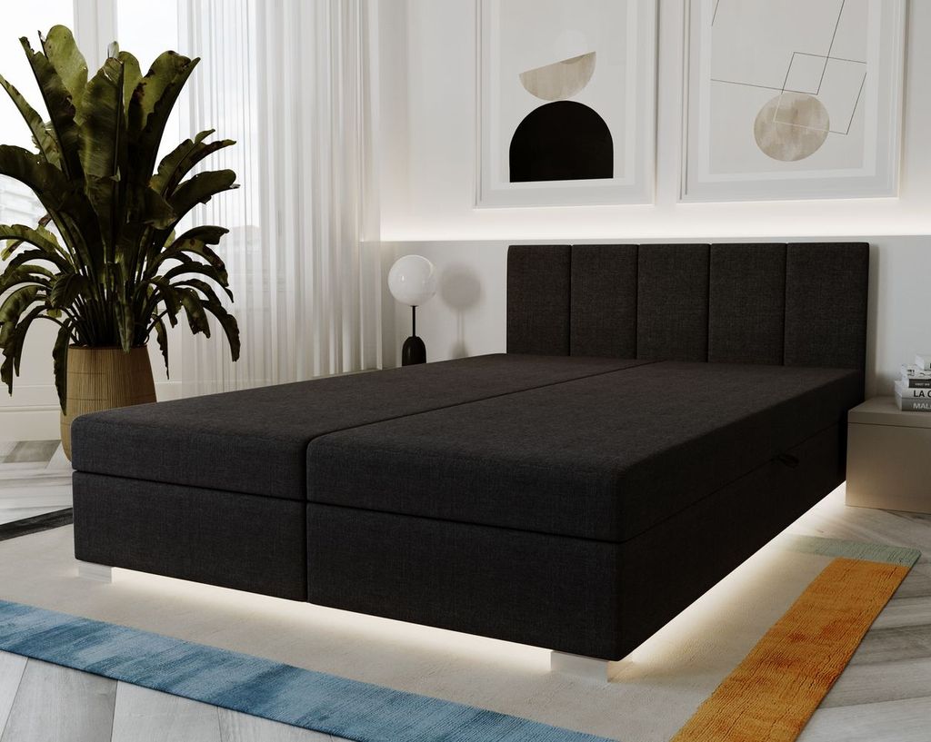 Gepolstertes Doppelbett 140x195 PEGY 1 - schwarz