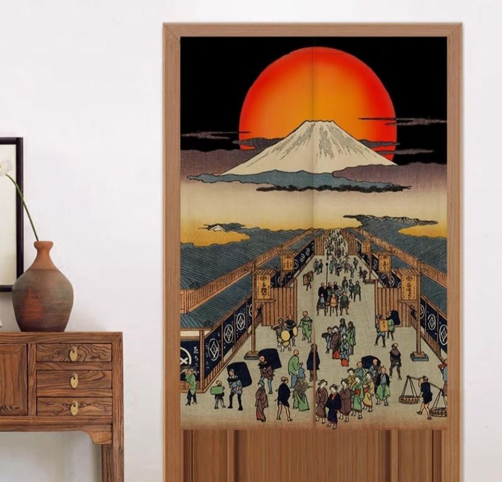 Fine Asianliving Japanische Noren Türvorhänge Suruga Street von Hiroshige B80xH130cm