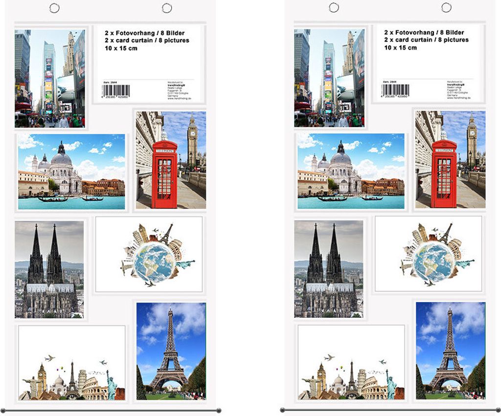10 x 15 cm Fotovorhang 2x8 Fototaschen im Hochformat und Querformat