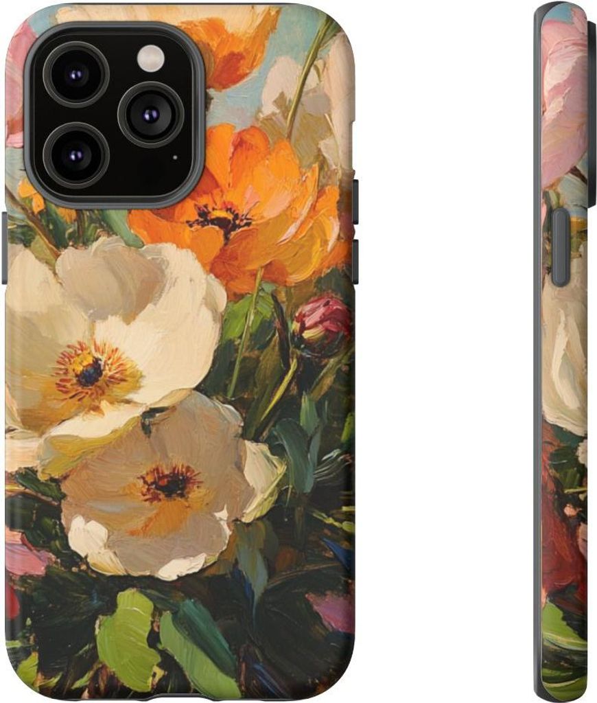 Farbenfrohes Blumen-Ölgemälde – Hülle Kompatibel mit iPhone 14 Pro Max